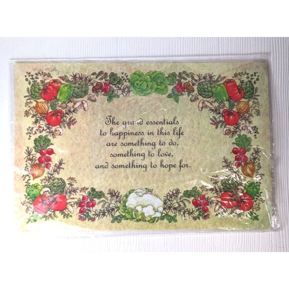 4 vintage placemats Coronation USA laminated veggies essentials of happiness - Picture 1 of 7